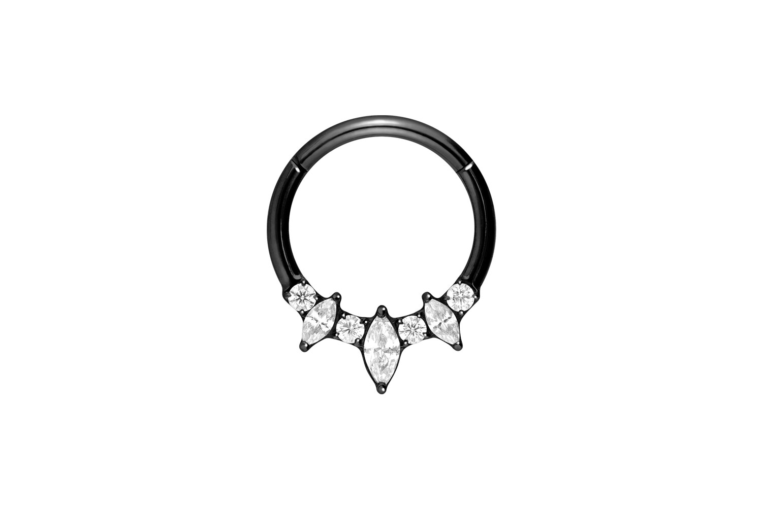 Titan Segmentring Clicker Piercing EINGEFASSTE KRISTALLTROPFEN + KRISTALLE